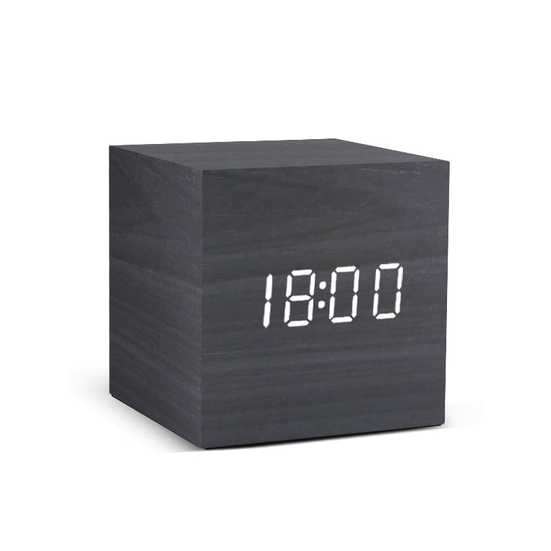 Rich- Feeling Led Wooden Alarm Clock with Voice Control